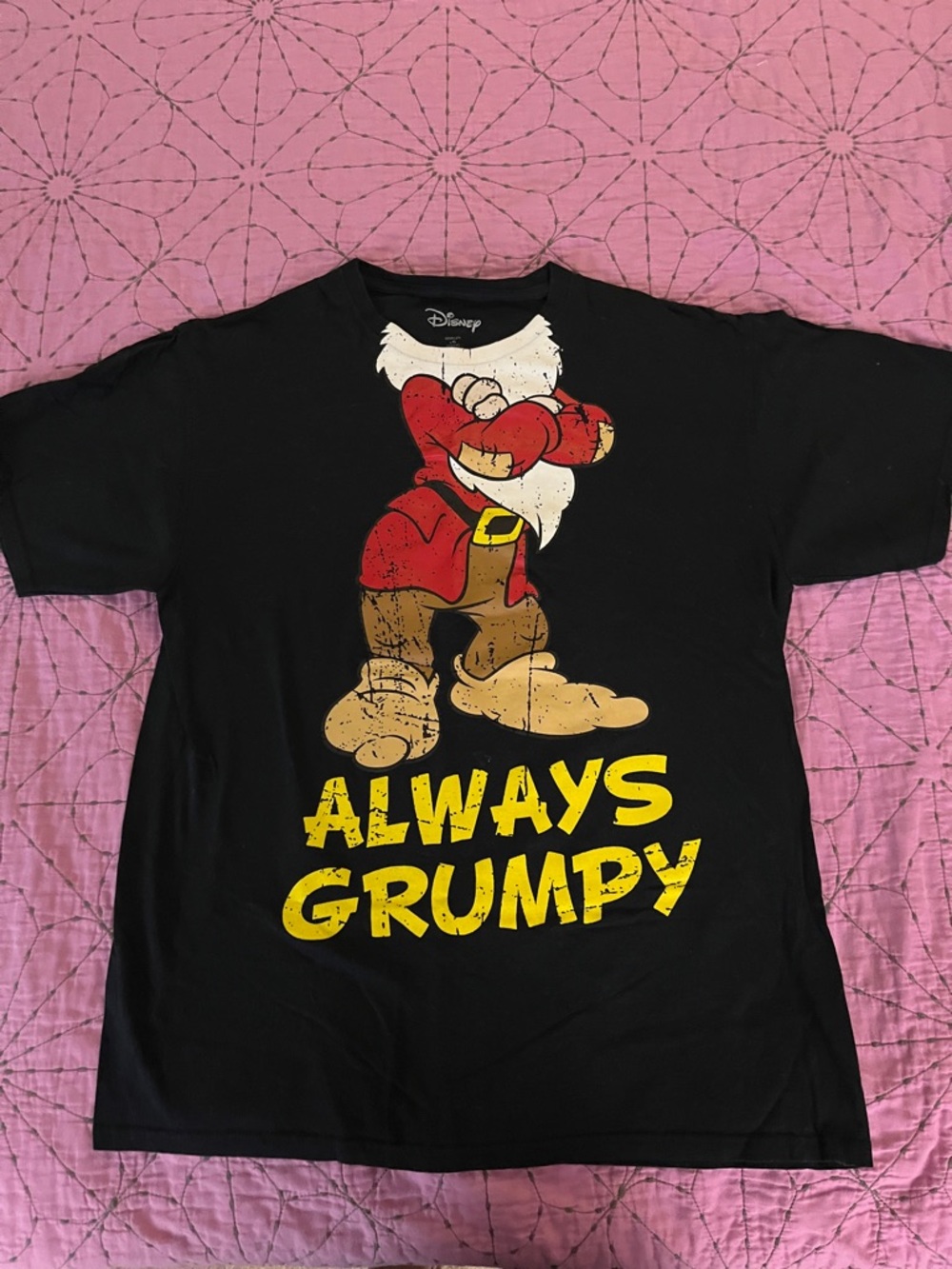 Disney Black Tee with Red, Yellow & Brown Grumpy Graphic